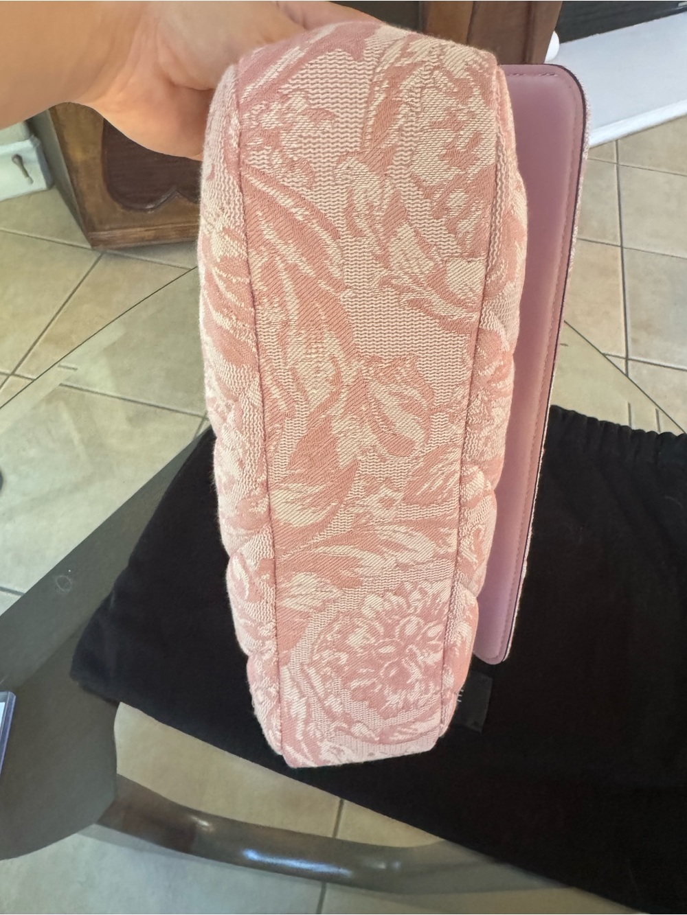 Versace Pink Quilted Jacquard Shoulder Bag - Picture 6 of 13
